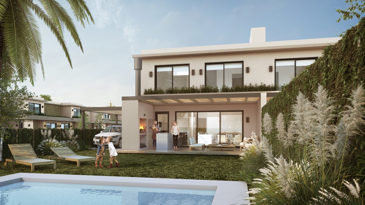 Construcción. Pilar de los Horneros ofrece amenities que invitan a disfrutar del entorno natural, como el jardín, la barbacoa con parrillero, la piscina de hormigón y la huerta orgánica en cada casa del proyecto, destacó Balsa.