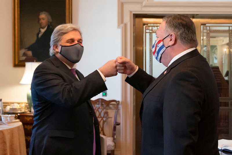Bustillo y Pompeo en Washington (Estados Unidos). Foto: Ministerio de Relaciones Exteriores de Uruguay