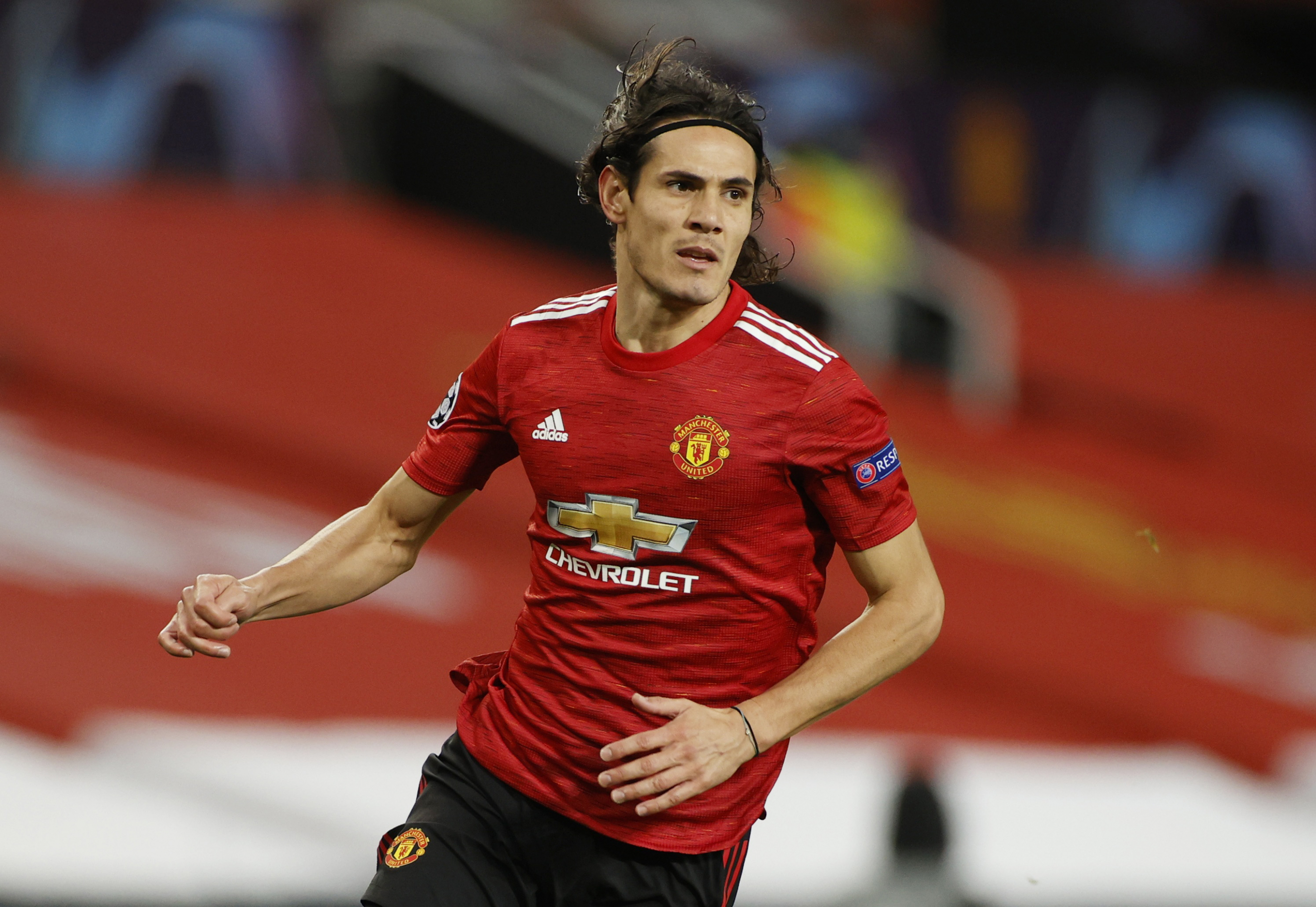 Edinson Cavani con Manchester United ante Leipzig por UEFA Champions League. Foto: Reuters