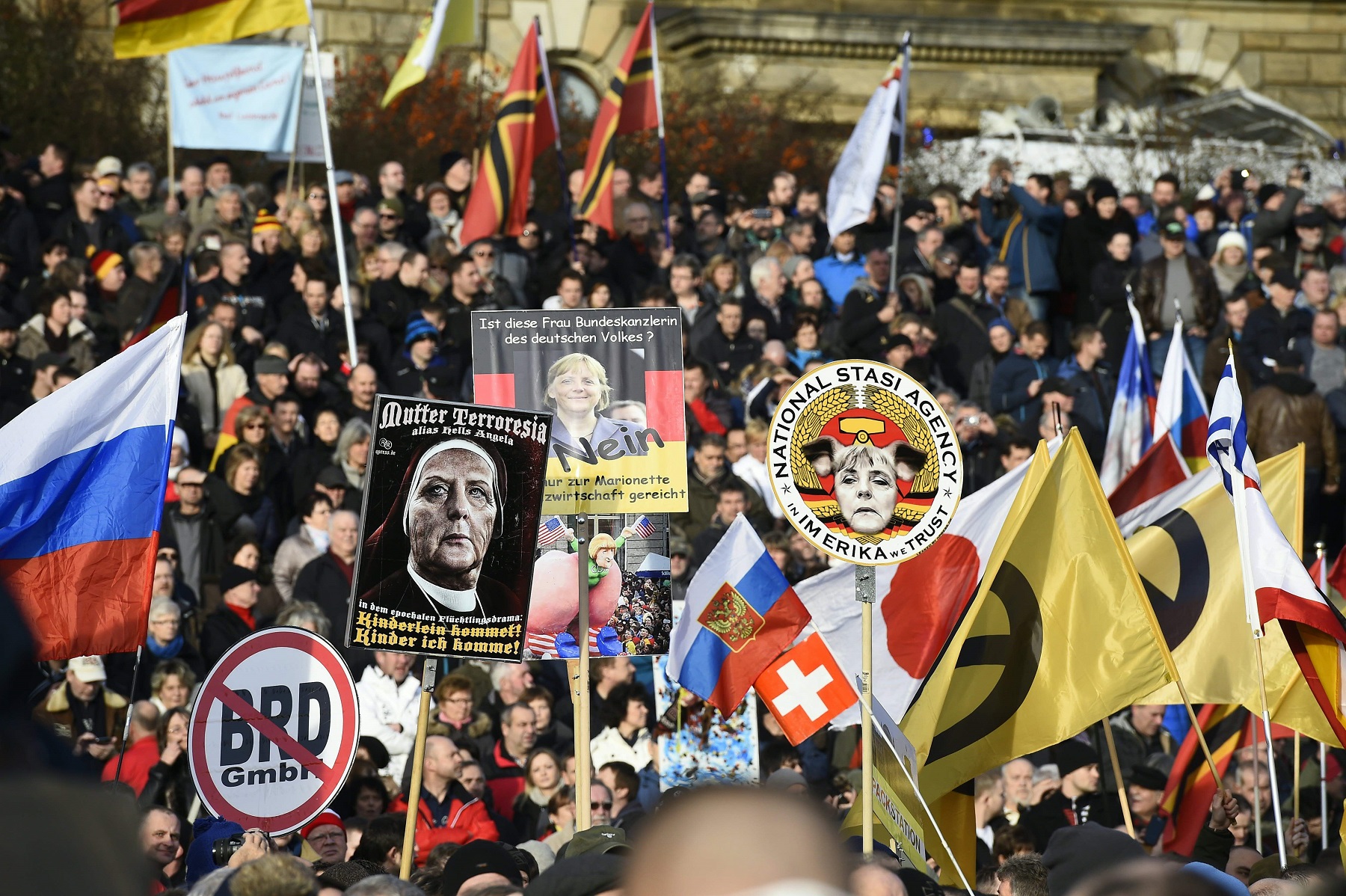 Anti-Merkel: la canciller alemana también despierta resistencia. Foto: AFP