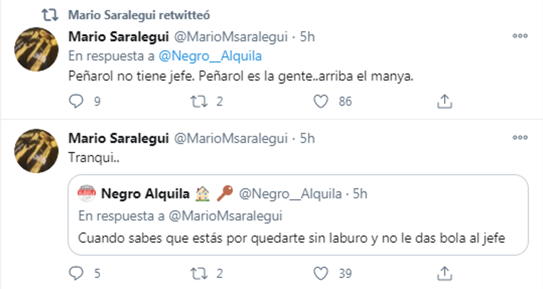 La respuesta de Saralegui en Twitter.