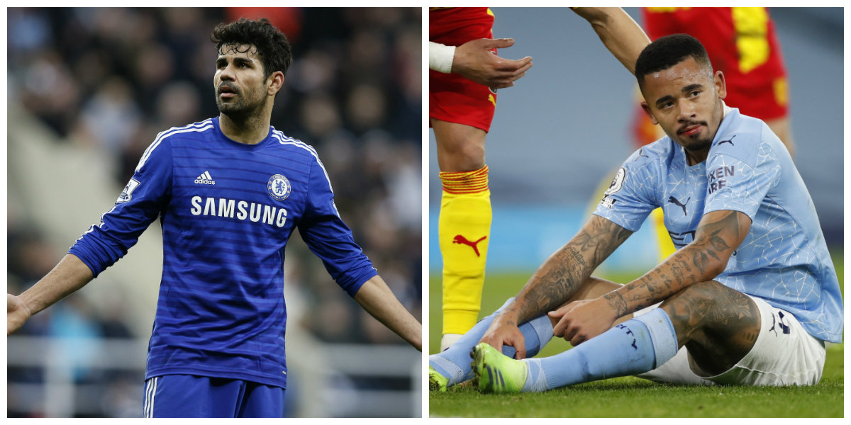 Diego Costa en Chelsea y Gabriel Jesus en Manchester City. Fotos: Reuters y EFE