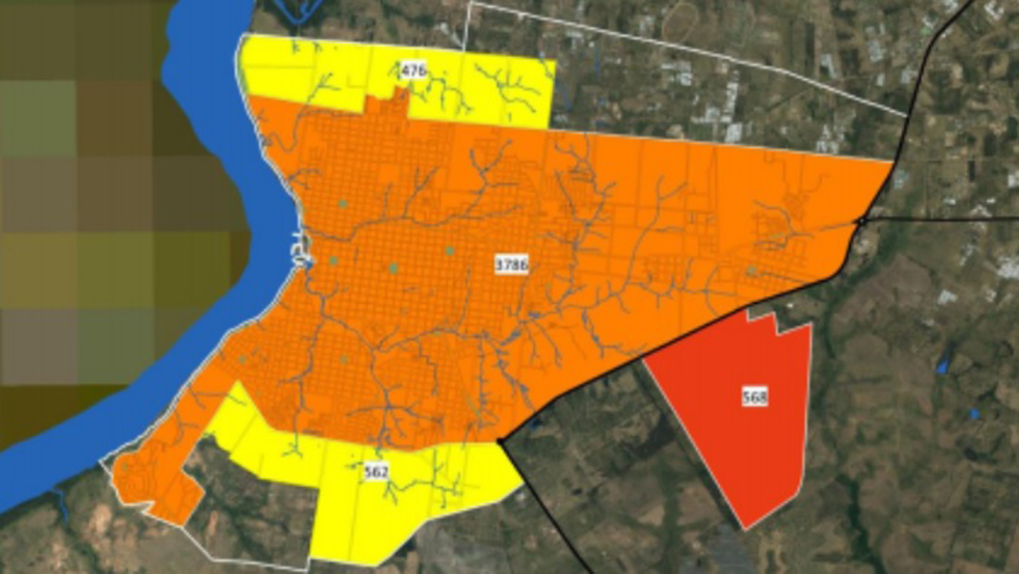 La zona naranja comprende el territorio urbano; la amarilla, el suburbano. "El Milagro" se ubicará