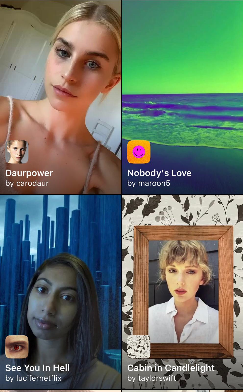 Algunos filtros de Instagram