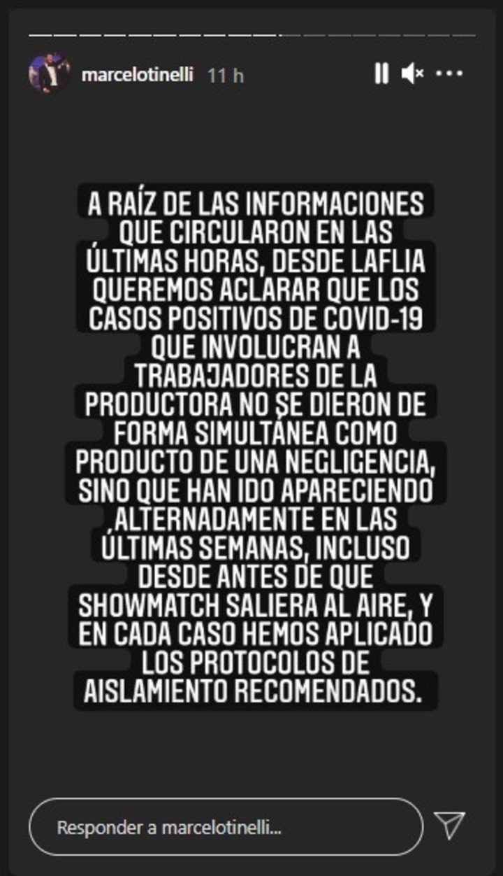 El descargo de Marcelo Tinelli. Foto: Captura de Instagram.