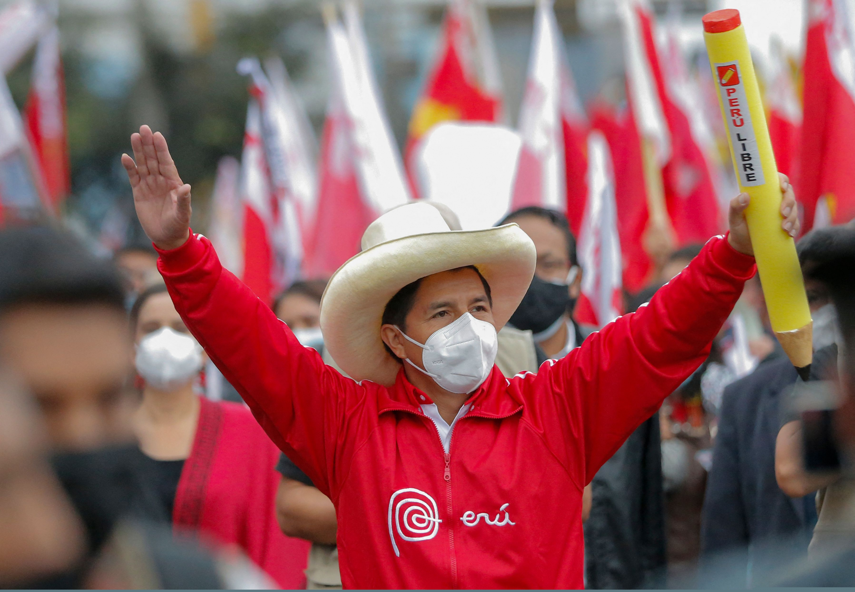 Candidato presidencial de Perú Pedro Castillo. Foto: AFP.