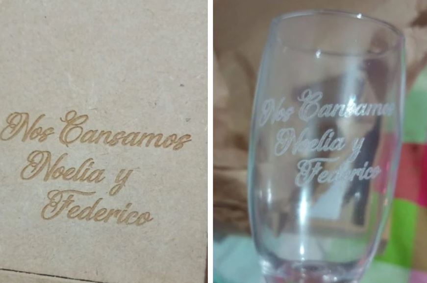 error de tipeo en un sourvenir de boda