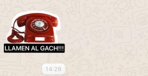 El último sticker enviado en grupo de WhatsApp del GACH. Foto: Captura Mariano López.