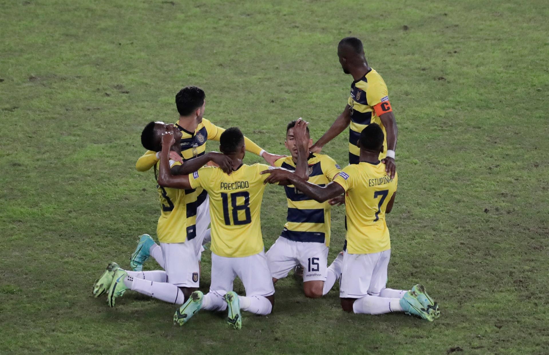 Ecuador festeja el gol. EFE