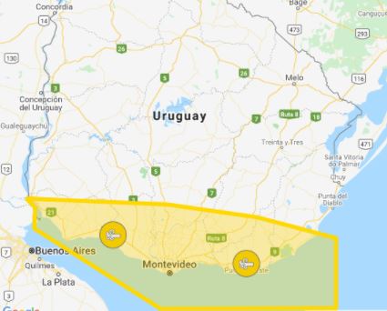 Alerta amarilla por vientos. Foto: Inumet