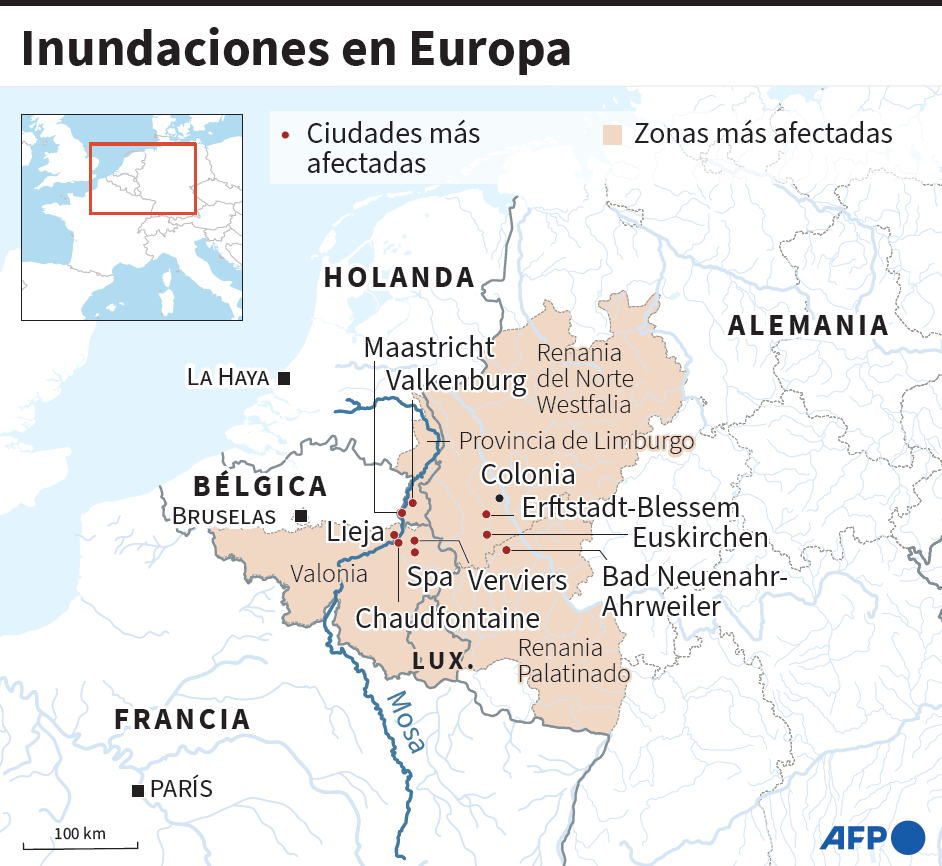 Inundaciones en Europa. Foto: AFP.