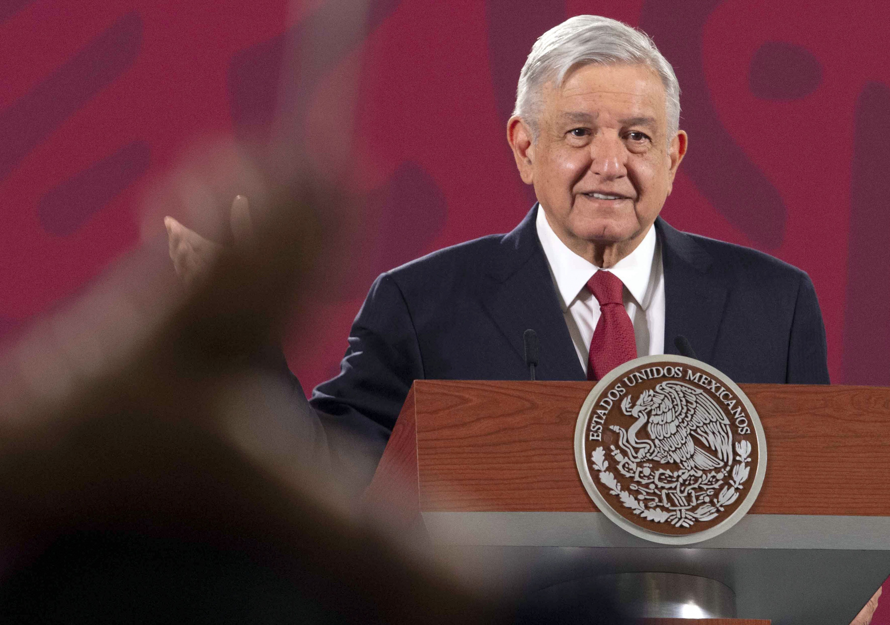 El presidente Andrés Manuel López Obrador durante su conferencia matutina en el Palacio Nacional en la Ciudad de México. Foto: AFP.