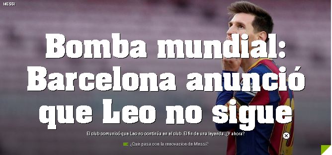 La portada de Olé ante la salida de Messi del Barcelona.
