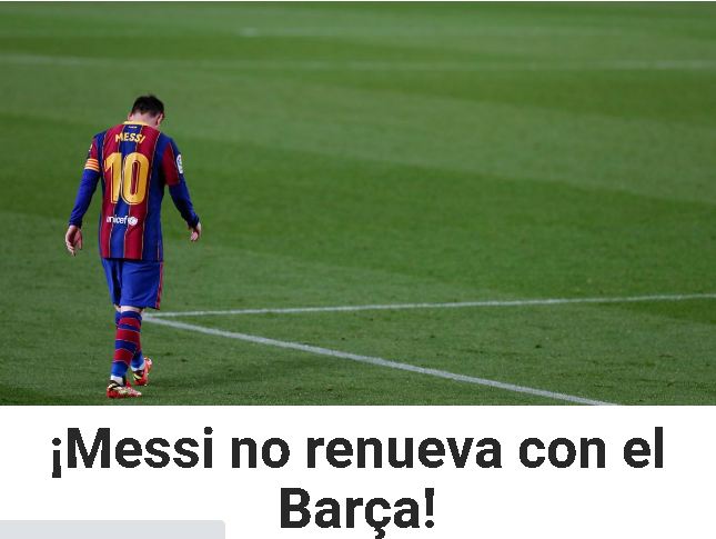 La portada de Sport ante la salida de Messi del Barcelona.
