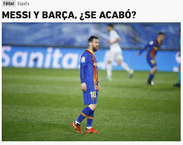 La portada de L'Equipe ante la salida de Messi del Barcelona.