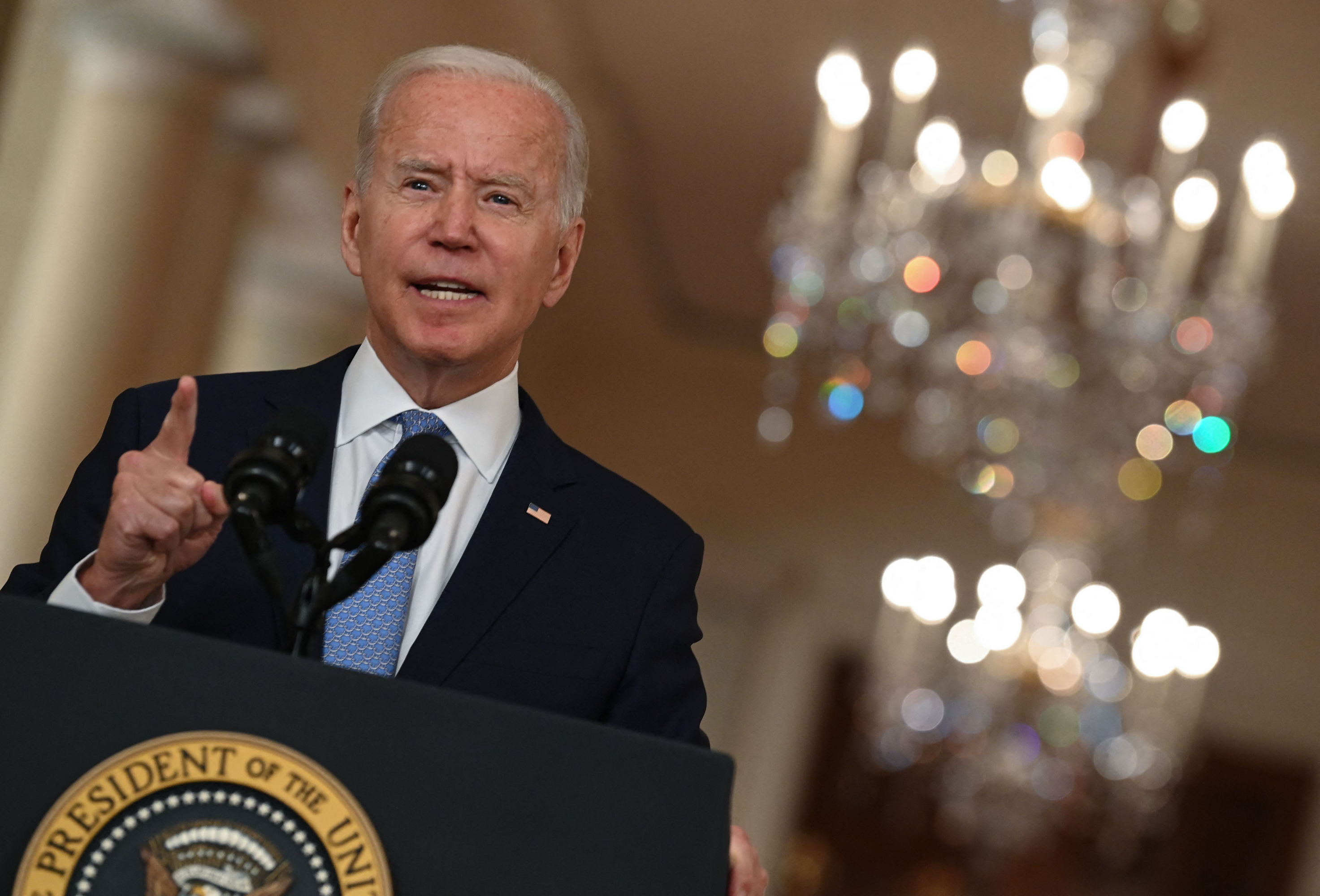 Joe Biden emite un mensaje desde la Casa Blanca. Foto: AFP