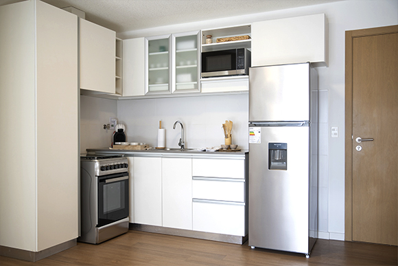 La cocina del showroom creado por estudiantes de Universidad ORT Uruguay. Foto: Campiglia Pilay