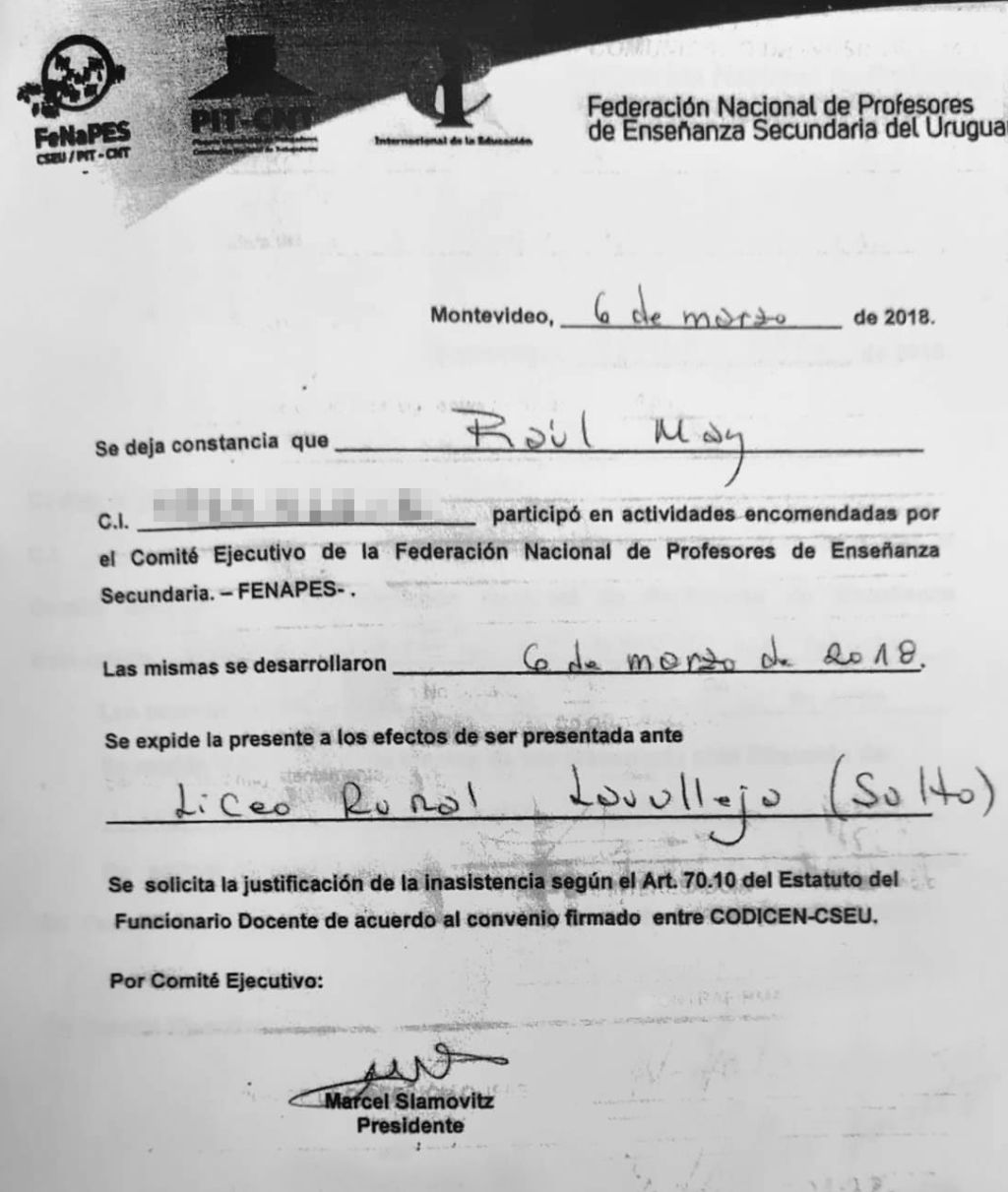 Certificado avalado por Slamovitz. Foto: El País