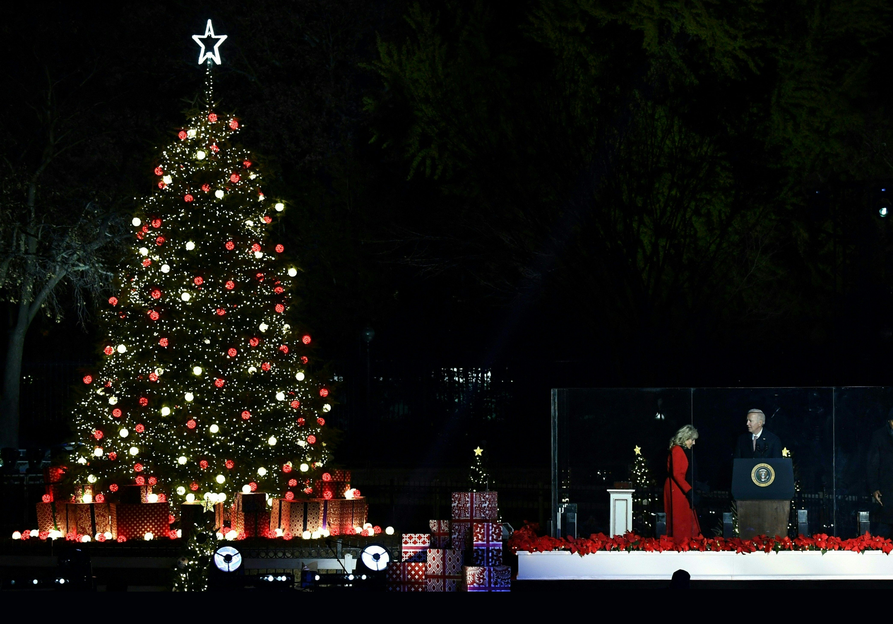 Iluminación del árbol de Navidad en Washington. Foto: AFP.