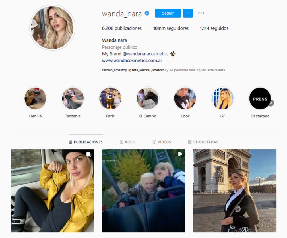 Wanda Nara cambió su nombre de usuario en Instagram. Foto: Instagram @wanda_nara