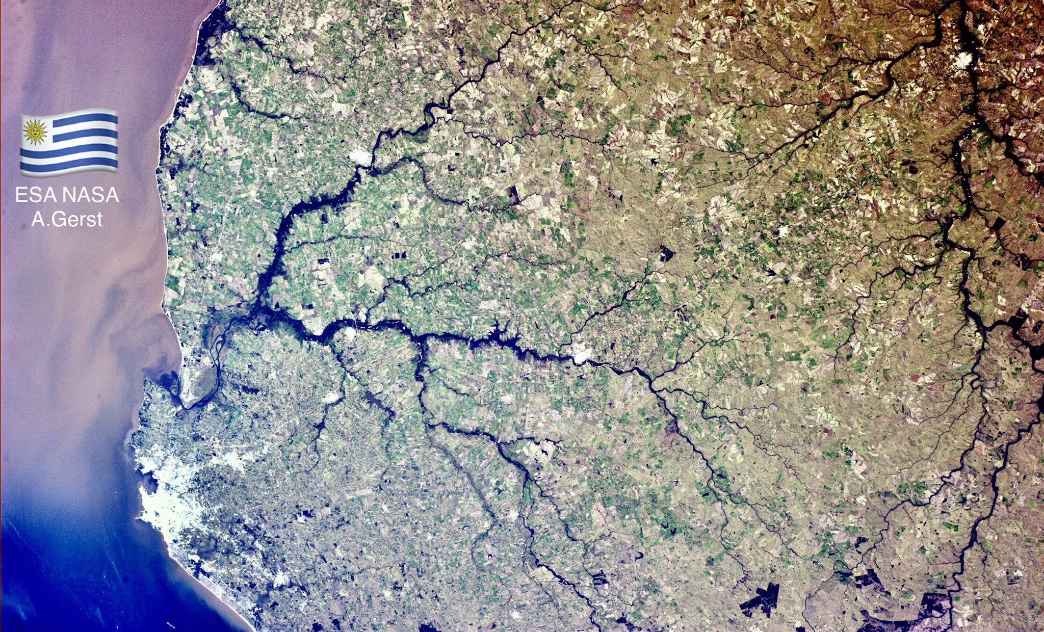 Uruguay por la Nasa. Foto: Twitter/@IgnazioMagnani - ESA/NASA