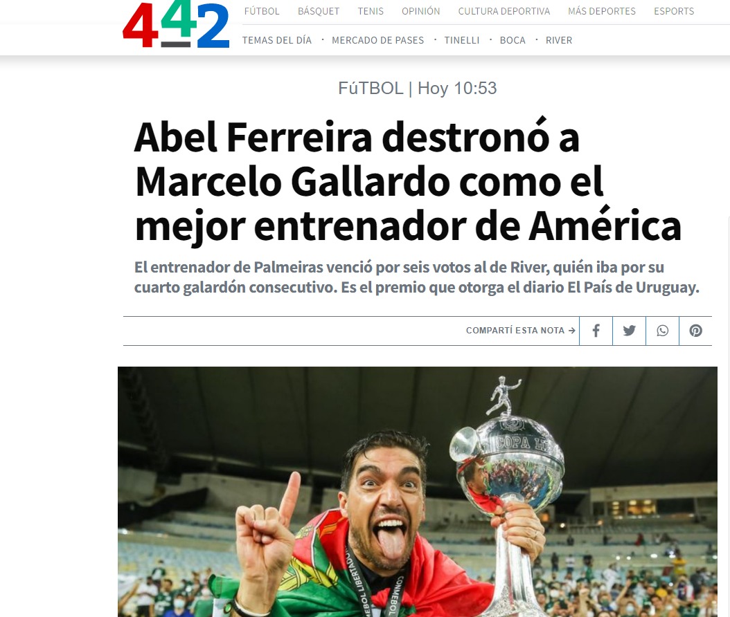 Suplemento deportivo de Perfil, 442, también compartió la encuesta de El País.