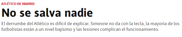 El diario AS el día después de la derrota del Atlético de Madrid ante Real Sociedad.
