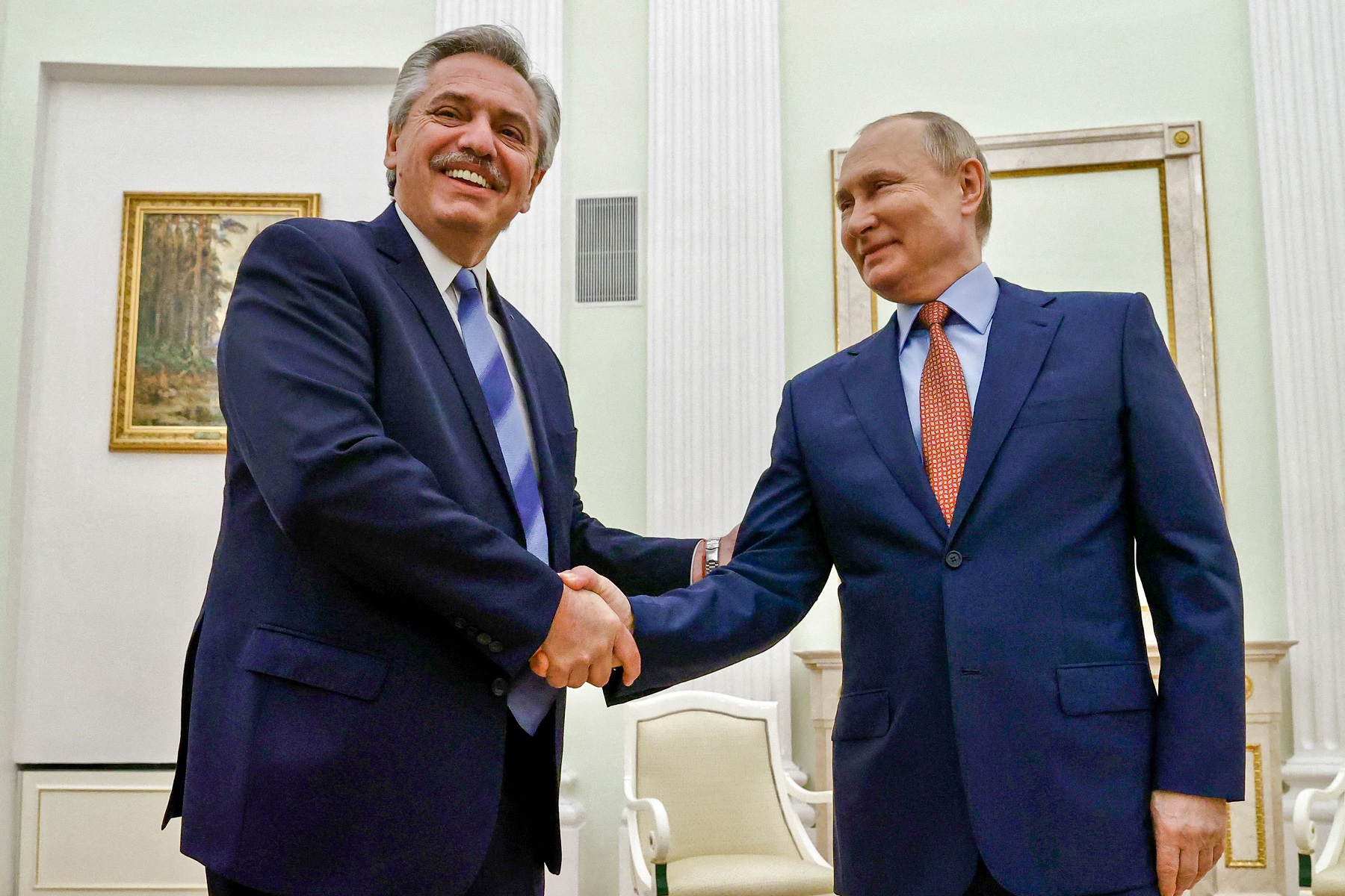 Alberto Fernández y Vladimir Putin. Foto: AFP.