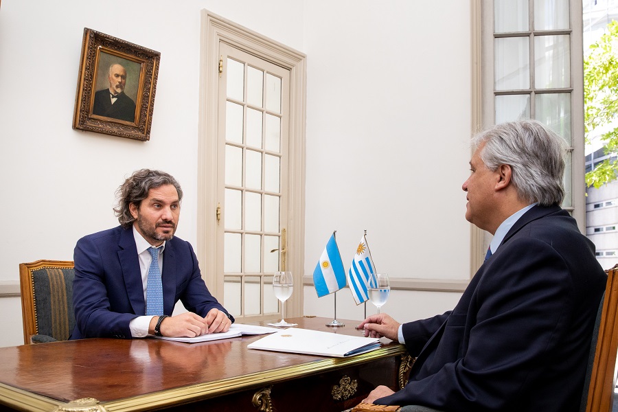 Bustillo y Cafiero en reunión. Foto: Ministerio de Relaciones Exteriores, Comercio Internacional y Culto de Argentina