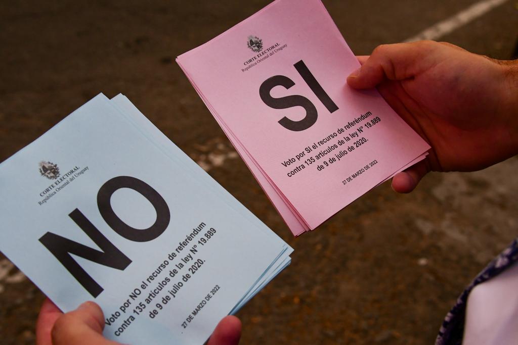Papeletas del “SÍ” y el “No” para el referéndum del 27 de marzo. Foto: Estefanía Leal.