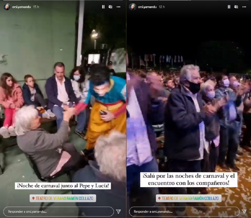 Mujica, Topolansky y Orsi en el Teatro de Verano. Foto: Instagram @orsi.yamandu