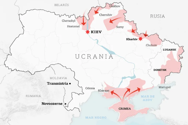 Mapa de la invasión a Ucrania. Foto: LA NACIÓN (GDA)