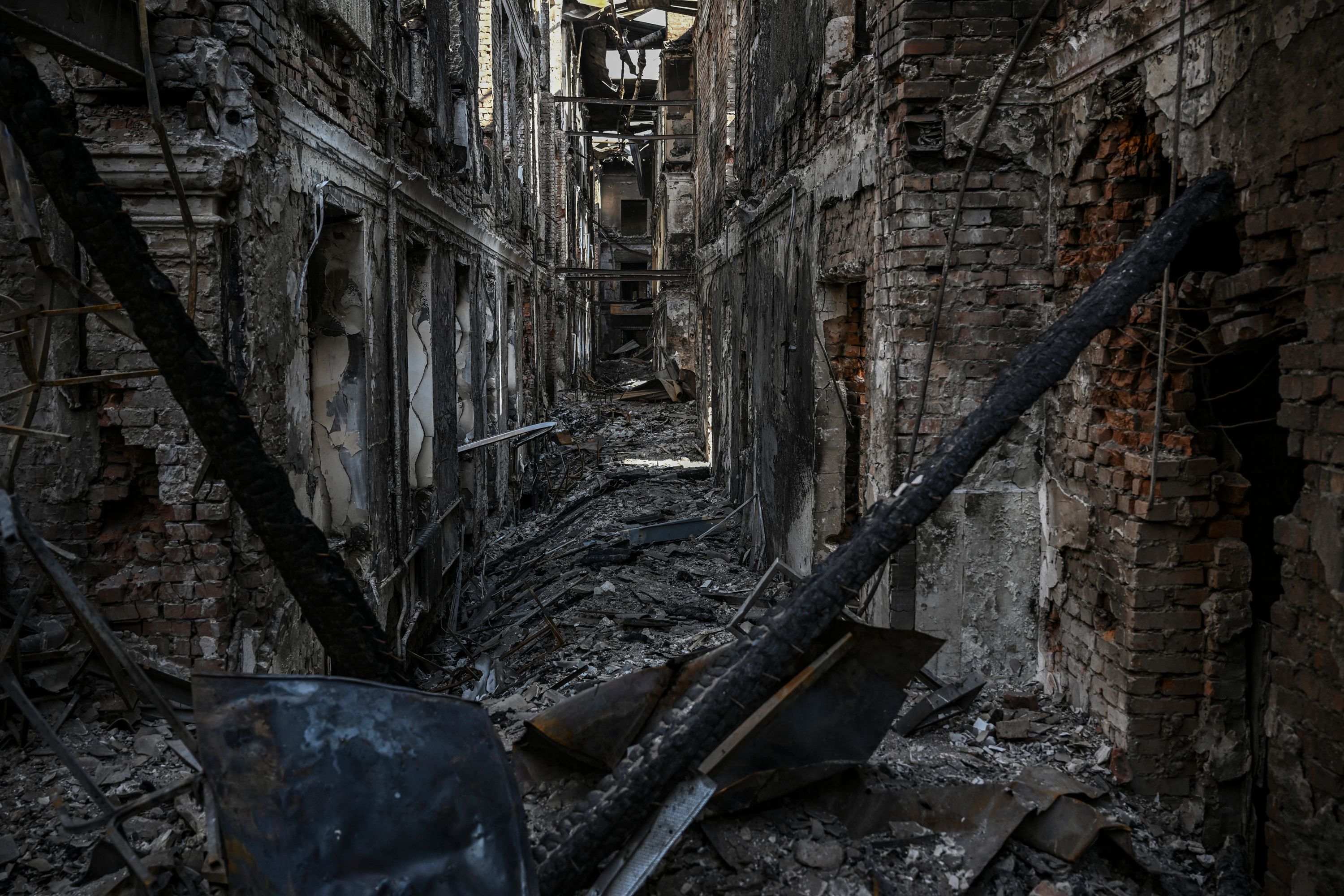 Vista de la ciudad de Járkov, en el este de Ucrania, tras ataques. Foto: AFP