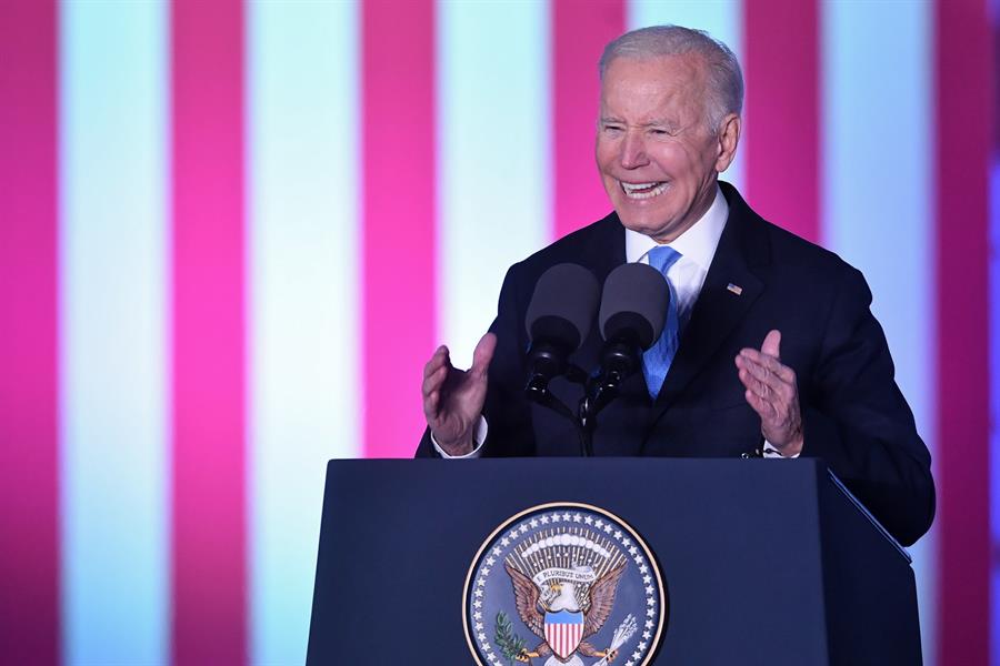Joe Biden en discurso desde Varsovia.  EFE/EPA/RADEK PIETRUSZKA
