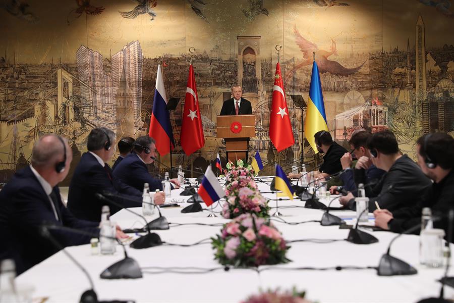 El presidente turco Erdogan en negociaciones entre Rusia y Ucrania. EFE/EPA/TURKISH PRESIDENT PRESS OFFICE