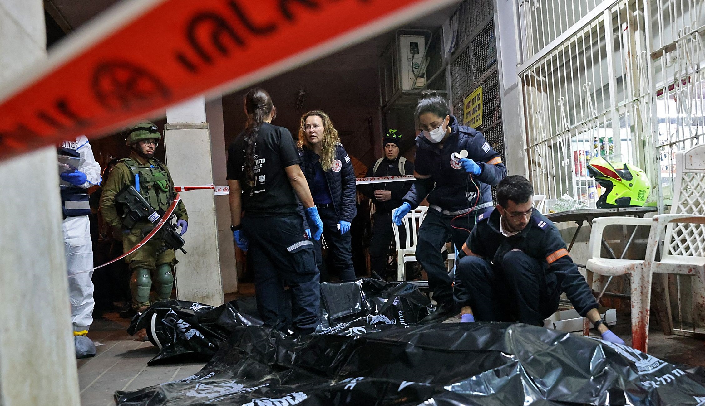 Atentado en Bnei Brak, ciudad cercana a Tel Aviv. Foto: AFP