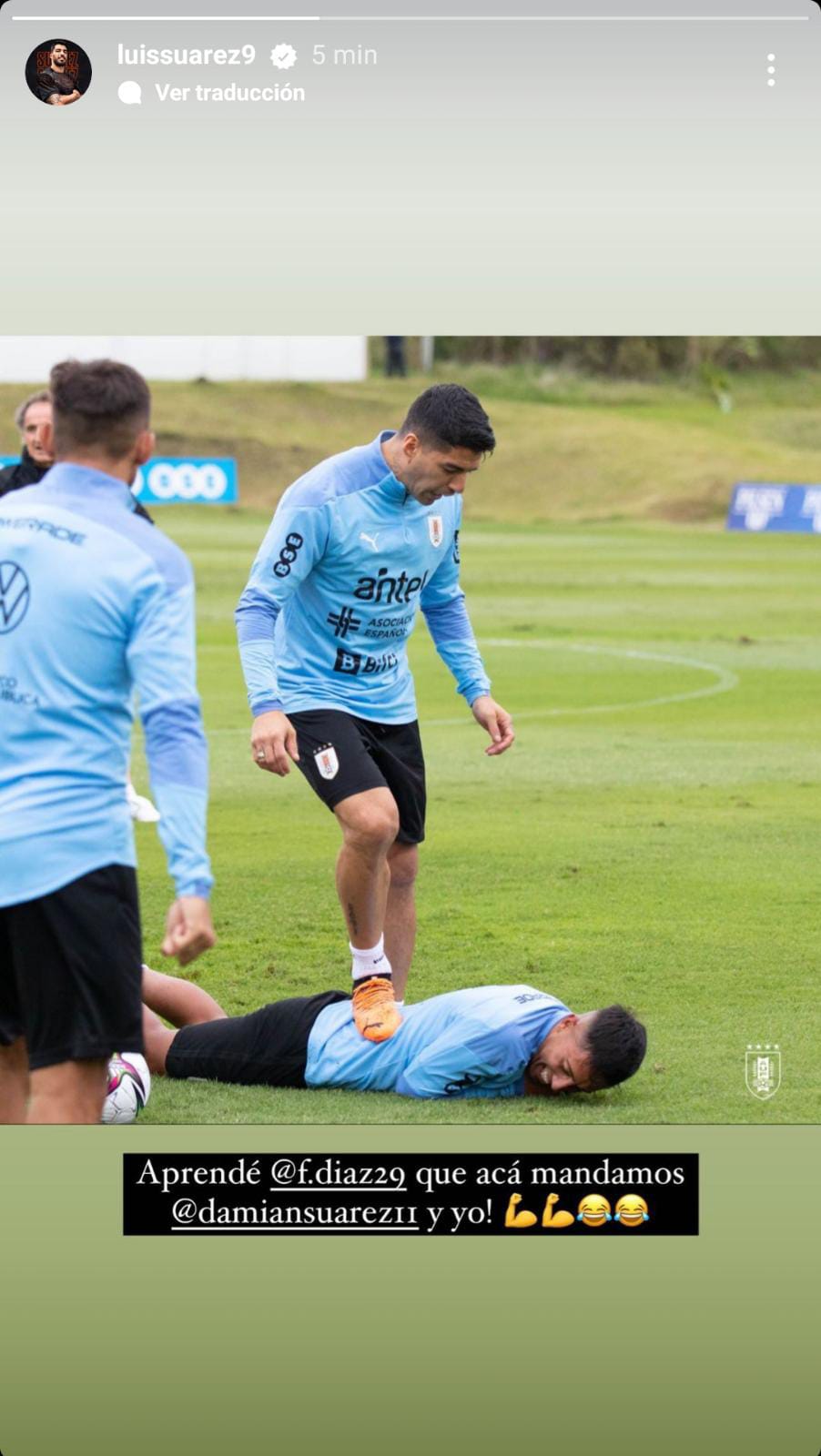 Luis Suárez y Fabricio Díaz. Foto: Instagram Fabricio Díaz.