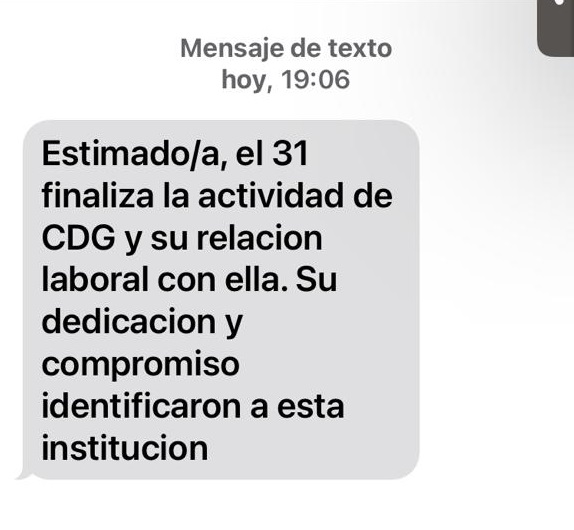Mensaje que recibió Adriana Baladón. Foto: Captura de pantalla