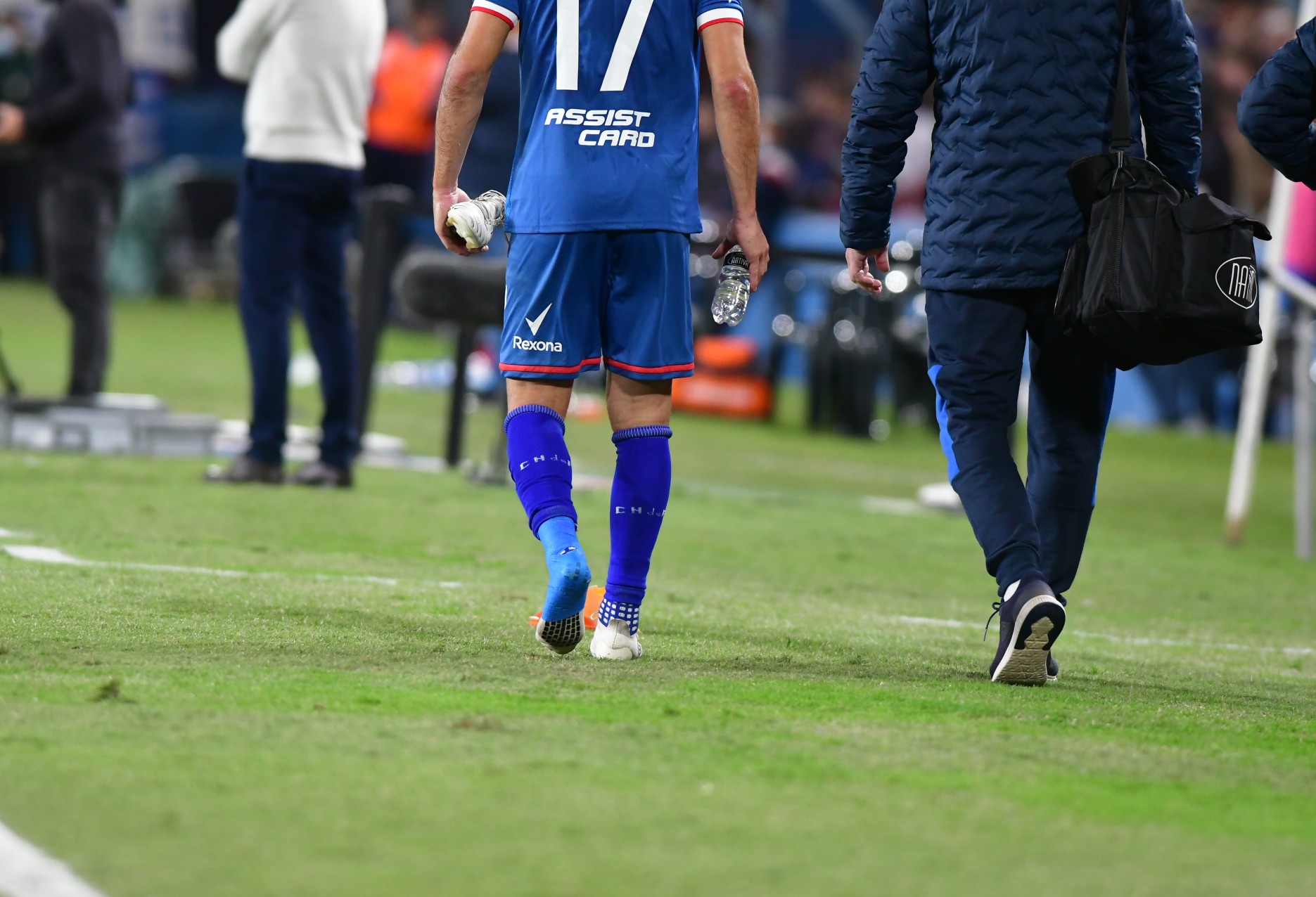 La salida de Matías Zunino en el juego entre Nacional y Plaza Colonia. Foto: Estefanía Leal.