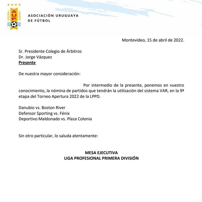 Carta Mesa Ejecutiva VAR