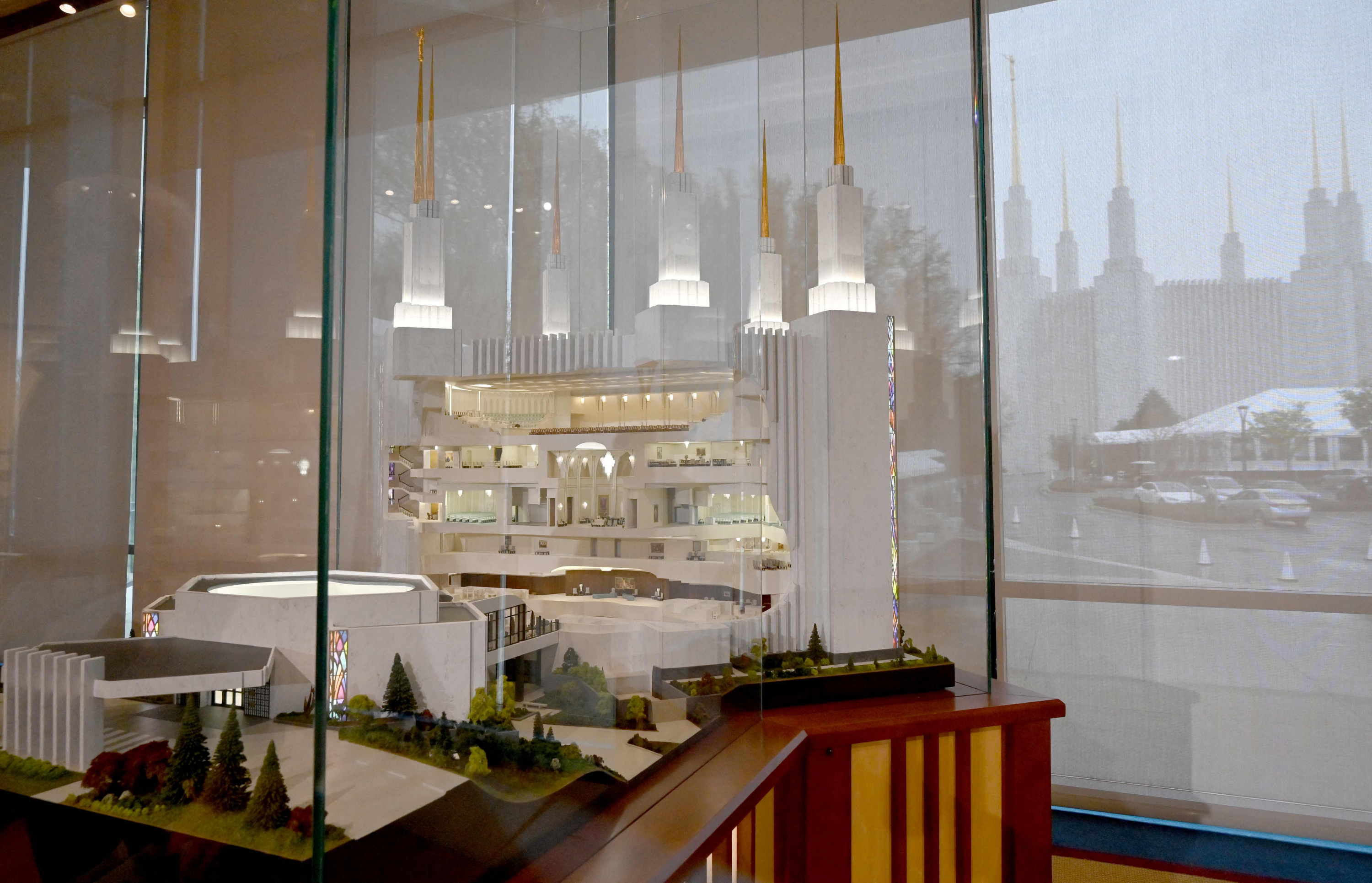 Un modelo del templo de la Iglesia de Jesucristo de los Santos de los Últimos Días en Washington. Foto: AFP.