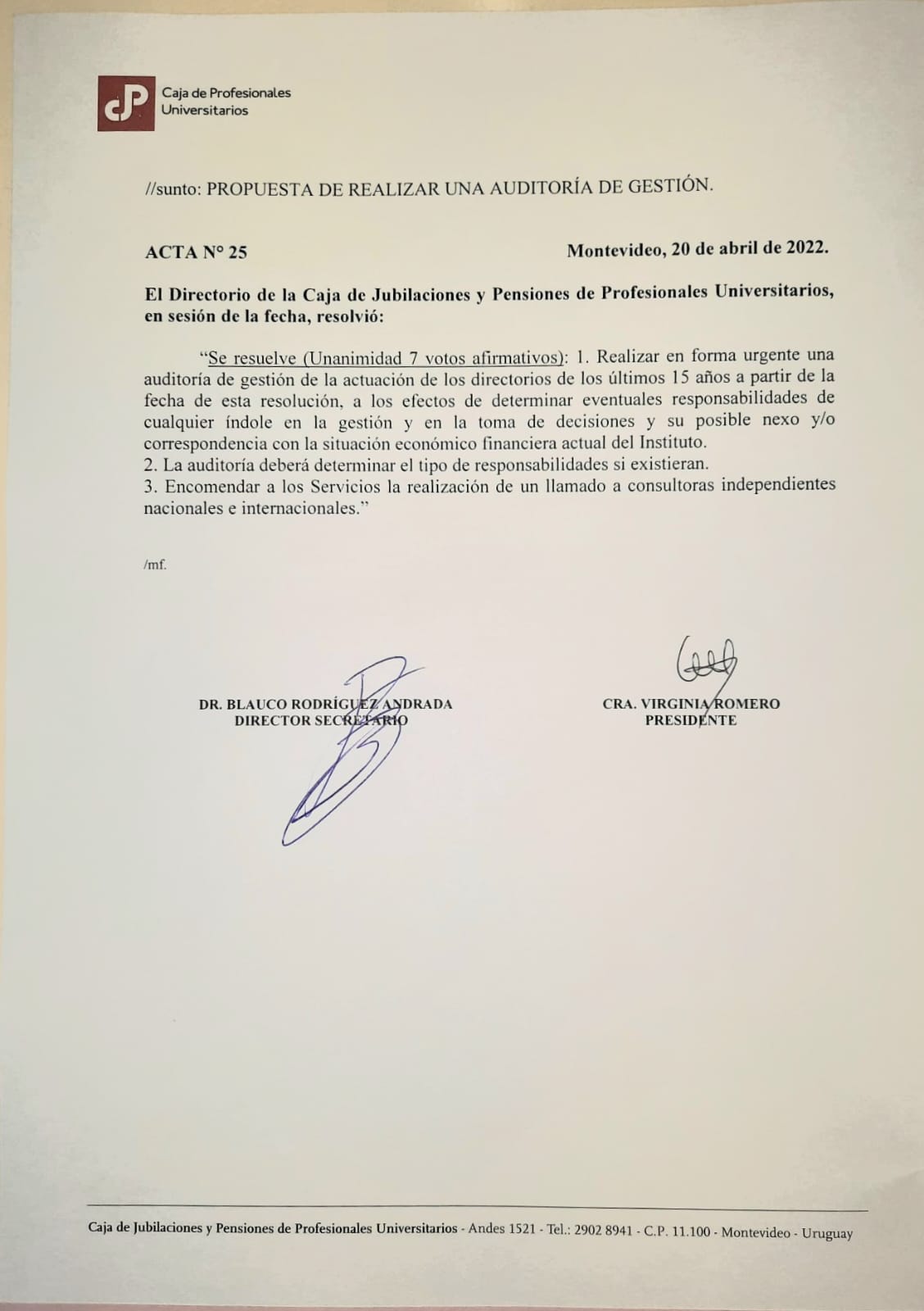 Resolución de la Caja de Profesionales: se realizará auditoría interna urgente