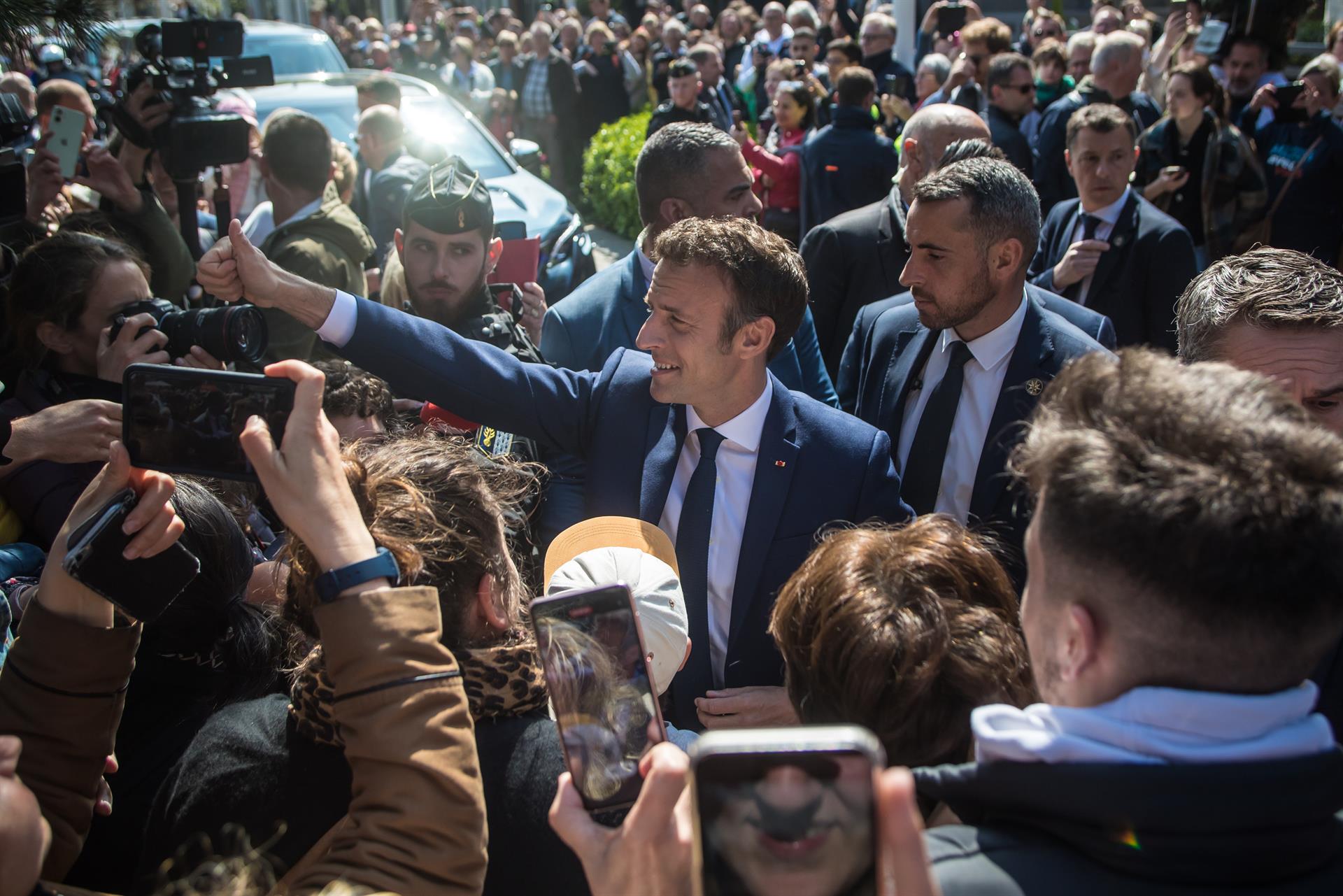 Macron tras ser reelegido presidente de Francia. Foto: Efe