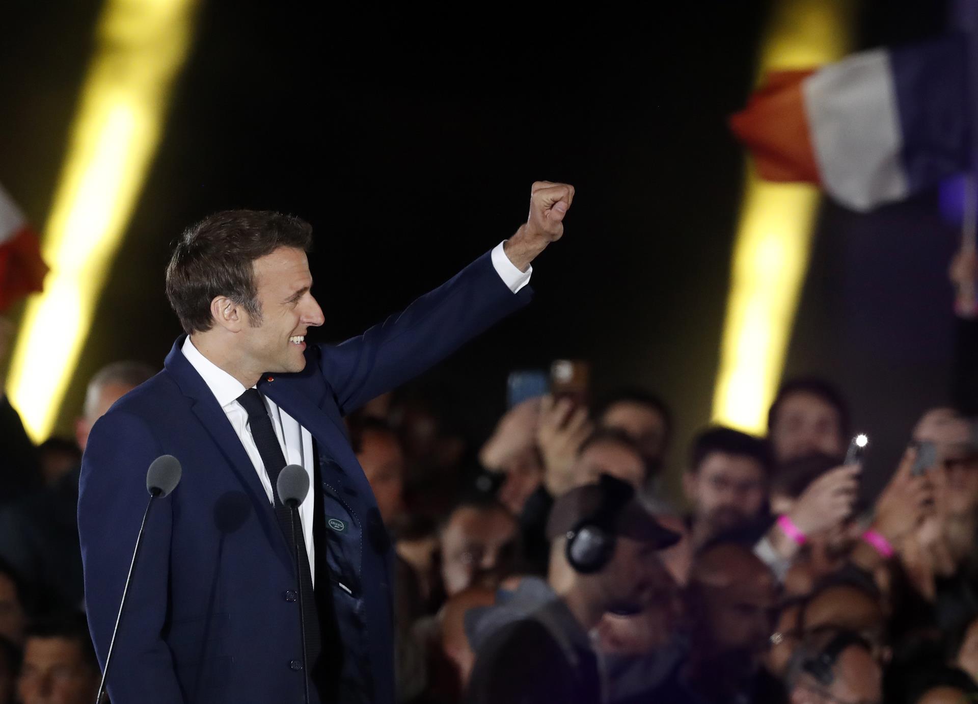 Macron tras victoria. Foto: Efe