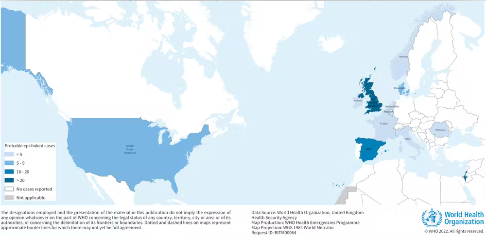 Distribución de casos. Foto: OMS