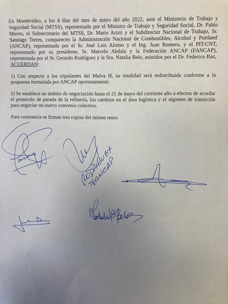 Acuerdo firmado entre Ancap, MTSS y Fancap