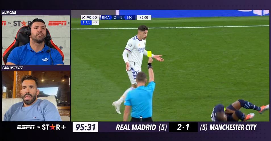 Sergio Agüero molesto con la infracción de Federico Valverde. Foto: captura.