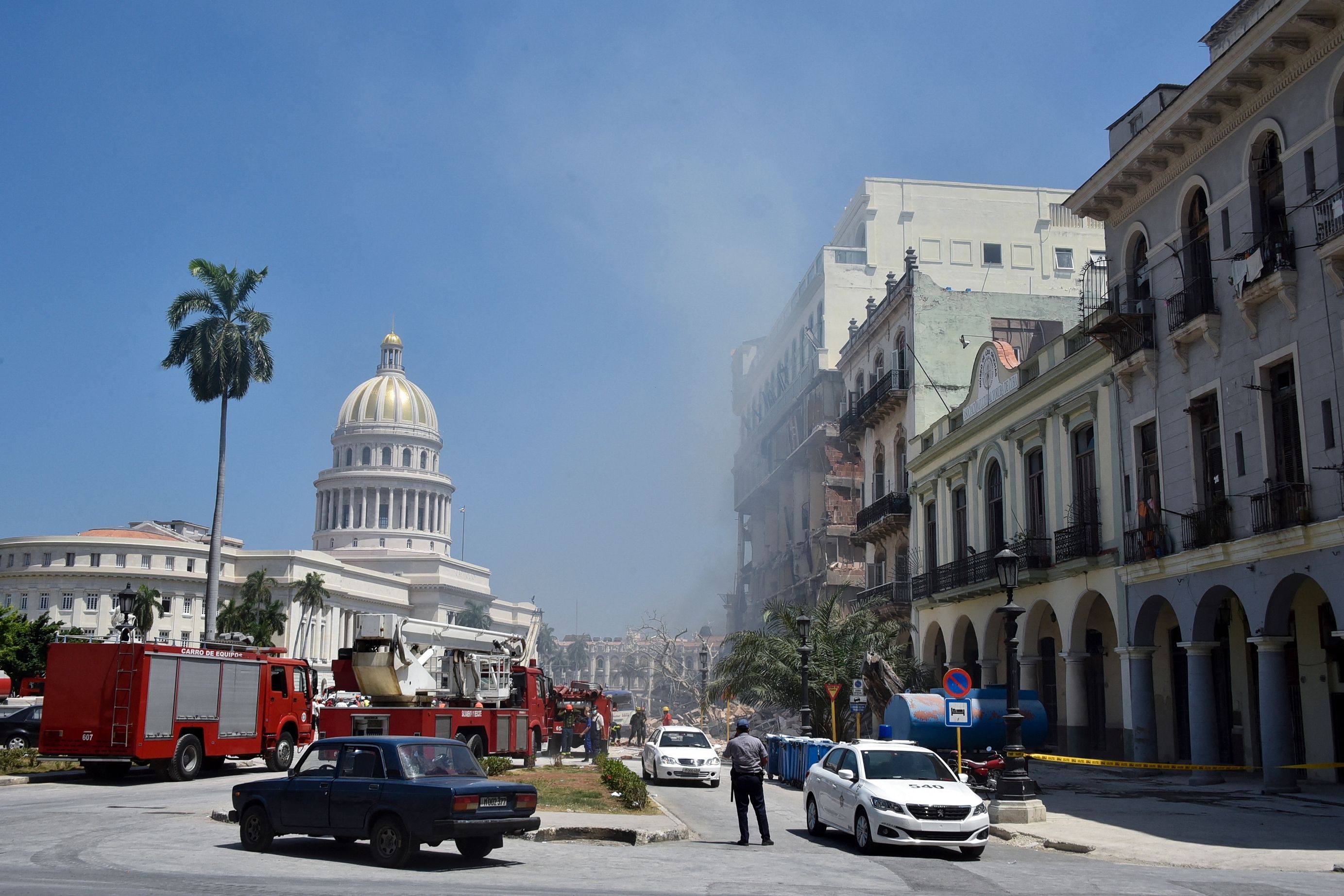 Fuerte explosión en hotel de Habana Vieja. Foto: AFP