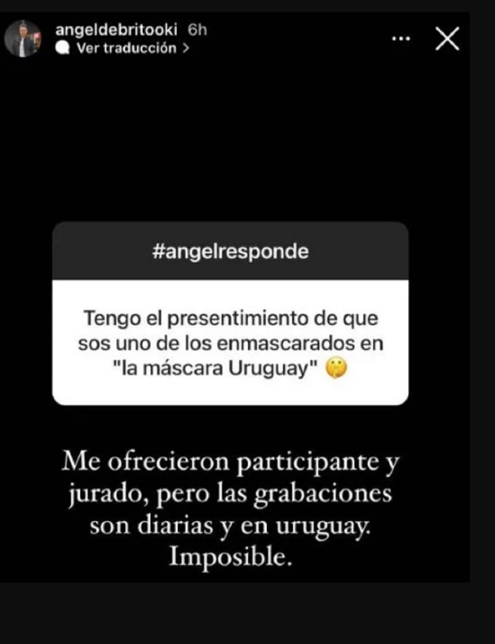 Ángel De Brito contó que lo convocaron a "¿Quién es la máscara?". Foto: Instagram @angeldebritooki