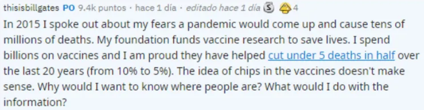 Gates habló sobre las teorías conspirativas que lo acusan de querer manipular a los seres humanos. Foto: LA NACIÓN (GDA)